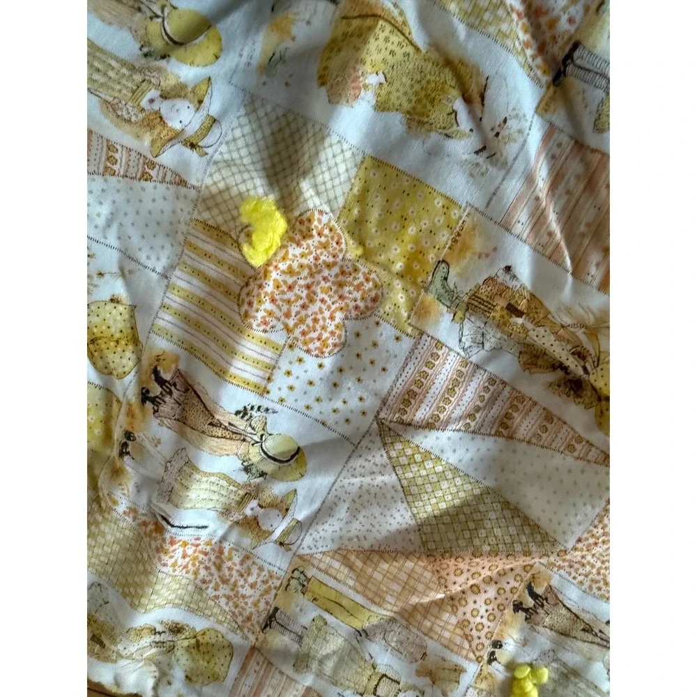 Holly Hobbie vintage handmade yellow and orange patterned changing‎ pad cover